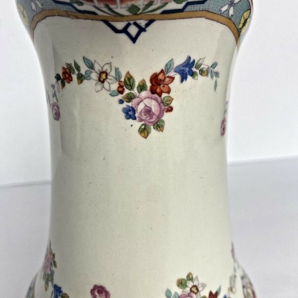 1920's W. H. Grindley England Dresden Pink Rose Print Art Deco Dairy Pitcher - Picture 4 of 10